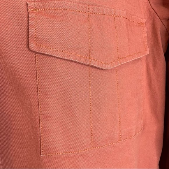 Sanctuary Dusty Rose Frayed Hem Snap Down Jean Shirt Jacket - Picture 6 of 8